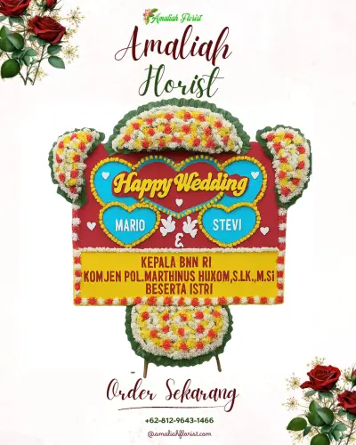 Karangan Papan Bunga Pernikahan di Pasar Ambacang